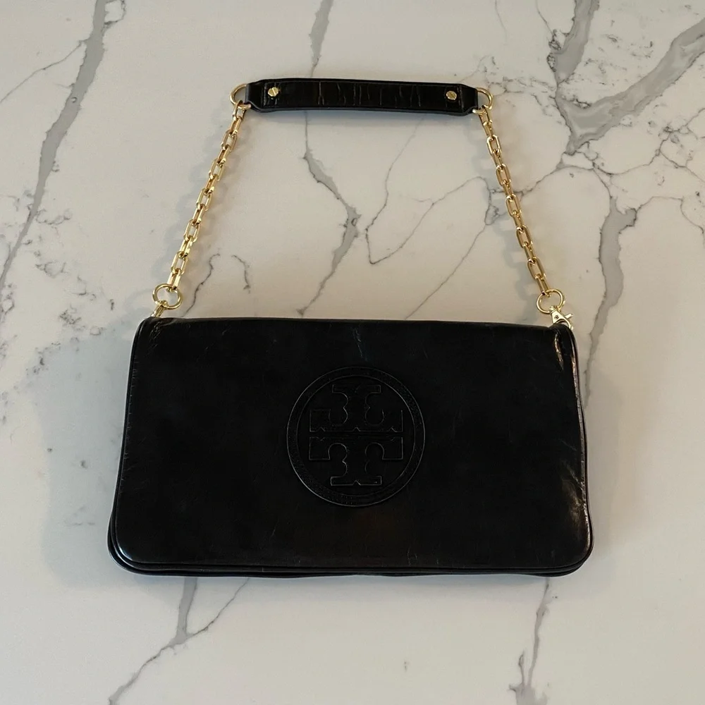 Tory Burch Clayton Classic REVA Clutch Black with dust bag - Picture 1 of 11